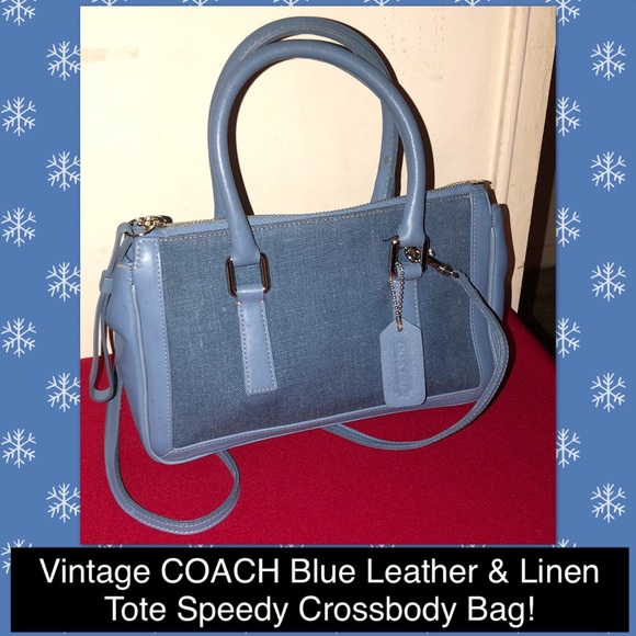 Coach Handbags - VTG Coach Leather & Linen Speedy Crossbody Bag!